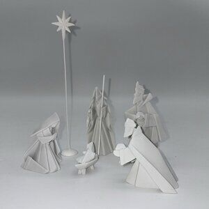 7 Piece, 2009 Origami Porcelain Nativity Set, One Hundred 80 Degrees, Incomplete